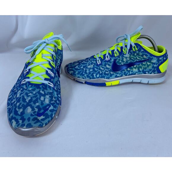 Nike Free 5.0 Women's 11 Blue Cheetah Print Running Lightweight 638680-400 - Picture 1 of 9